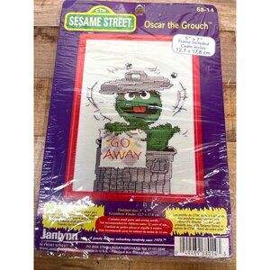 Sesame Street Oscar The Grouch Cross Stitch Kit 5" x 7" Janlynn